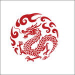 中式龙纹圆形传统图案