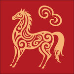 中式古典风格金色骏马图案