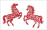双马剪纸艺术图案