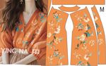 橙色刺绣和服碎花