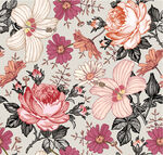 复古花卉图案背景四方连续数码