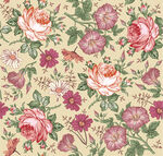 复古花卉图案背景四方连续数码