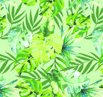 清新绿植水彩无缝图案