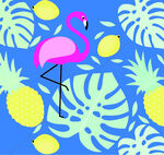 火烈鸟与菠萝的夏日图案