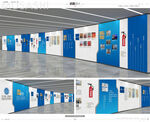 工业风蓝白设备展示墙