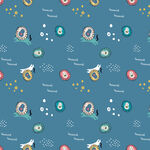 蓝色太空主题卡通图案背景