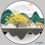 圆形晶瓷画山水