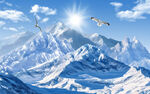 雪山风景背景墙画壁纸