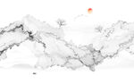 抽象水墨线条烟雾山水画