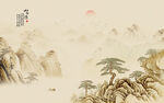古风山水画背景壁画