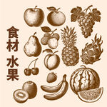 手绘食材水果集合图