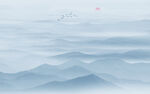 蓝调山水画水墨群山背景图