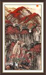秋山红叶间的旅人图景