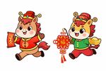 萌态生肖马迎新春红包形象海报