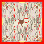 复古风格骏马图案丝巾