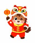 萌马形象手持灯笼贺新春红包贴纸