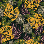 热带植物花纹图案无缝四方连续