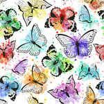 多彩水彩蝴蝶无缝图案数码印花