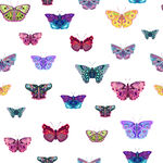 多彩蝴蝶无缝图案背景数码印花
