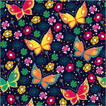 多彩蝴蝶花卉图案背景