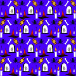 紫色背景万圣节元素图案