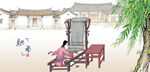 织布机古装女子织布