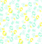 清新黄绿花卉图案背景小熊简笔