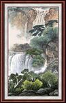 中式山水瀑布装饰画