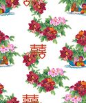 中式花卉喜字图案设计