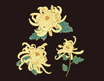 手绘黄色菊花花卉图案