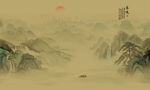 中国风水墨国画背景墙壁画