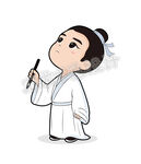 卡通古代书生诗人矢量插图