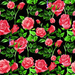粉色玫瑰绿叶无缝图案