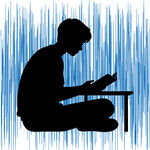 静坐读书的人物剪影