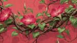 粉红牵牛缠绕枝蔓图