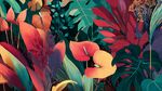 热带多彩植物梦幻插画