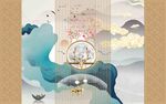 中式水墨风山水意境插画