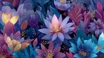 梦幻绚丽花卉插画图案