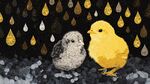 雨中萌鸡相伴