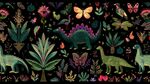 恐龙植物奇幻图案插画
