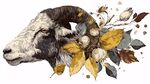 羊头花卉插画艺术图