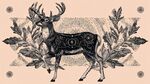 复古风鹿图案装饰插画