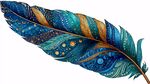 梦幻蓝金花纹装饰羽毛