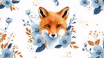 狐狸与花卉的梦幻插画