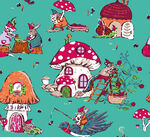 童话风蘑菇小屋奇幻图案