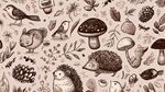 森林动物植物手绘图案