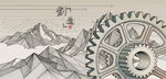 齿轮与山川的机械风景