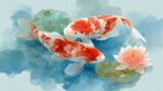 锦鲤戏荷图