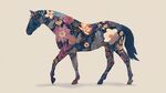 花卉装饰的梦幻行走骏马