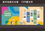 美术插画文化墙设计展示